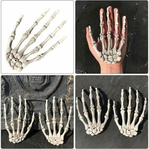 1 Pcs New Skull Skeleton Hand Bone Halloween Haunted House Decoration Props Human Hand Bone Model Halloween Adult Scary Props