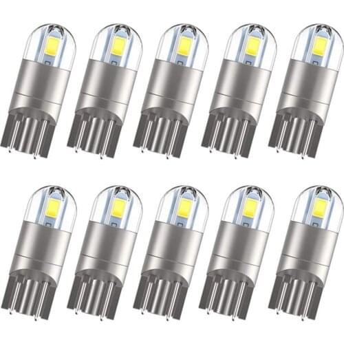 10pcs T10 LED Car Light 2 SMD 3030 Marker Lamp W5W WY5W 192 501 2SMD Tail Side Bulb Wedge Parking Dome Light Canbus Auto Styling