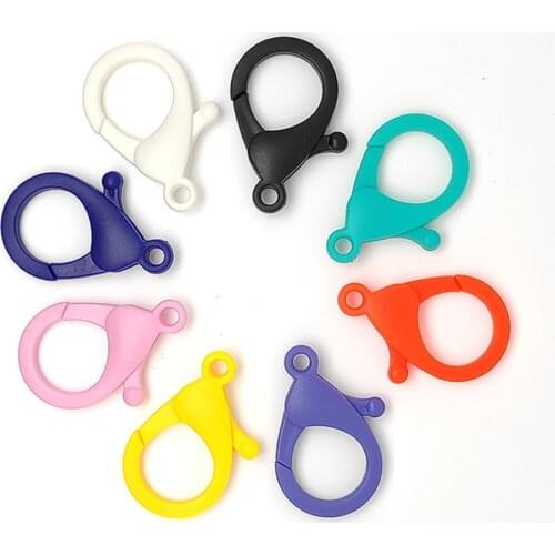20pcs 35 mm Plastic Lobster Clasps Keychain Split Ring Shape Buckle Snap Hook For DIY Jewelry Making Accessories Findings