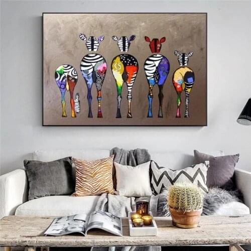 Abstract colorful zebra canvas print HD wall art prints and posters, frameless paintings, home decoration paintings