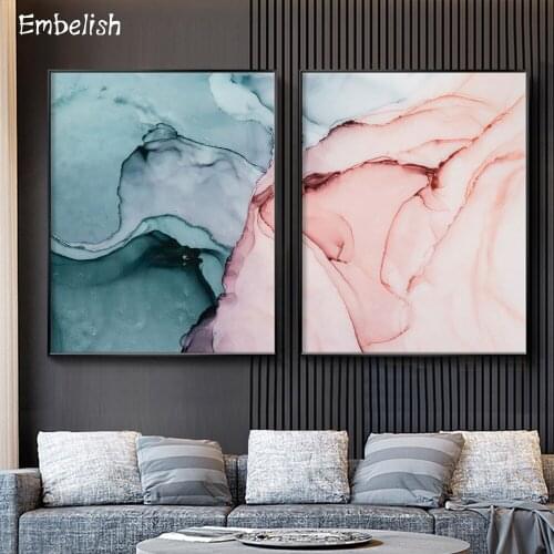 Pink Green Marble Texture Abstract Canvas Poster Nordic Minimalist Wall Art Print Painting Modern Living Room Decoration Picture