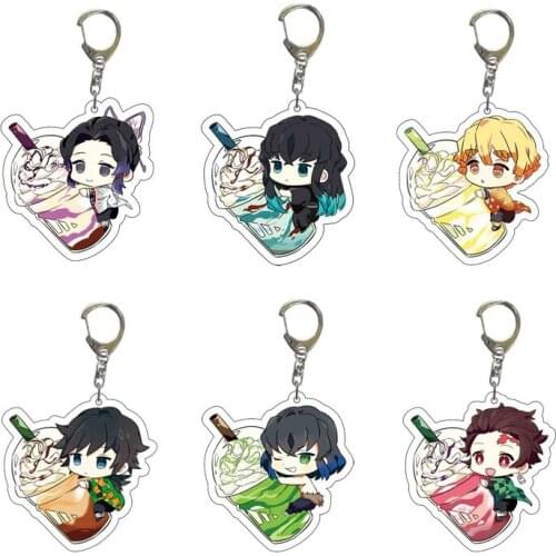 Anime Demon Slayer Keychain Womens Tanjirou Kamado Nezuko Tomioka Giyuu Kimetsu No Yaiba Acrylic Key Chain Cute Funny Cartoon