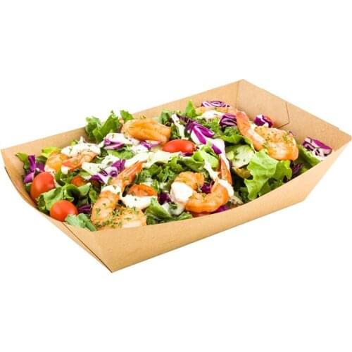 Free Shipping - Parties Catering Supplies, Kraft Paper Boat Take Out Food Plate - 25x16.5cm Containers for Restaurant, 25/Pack