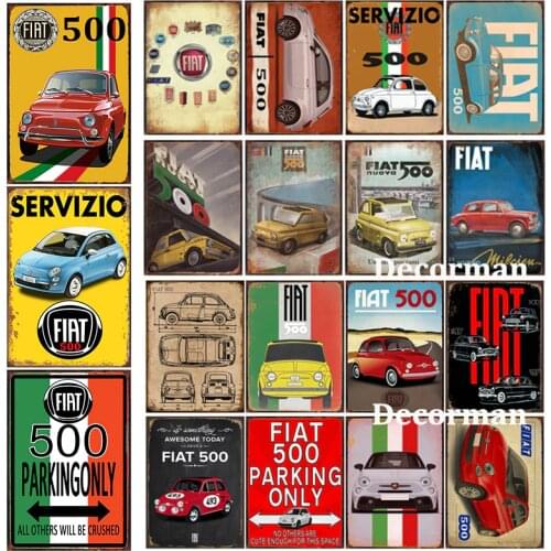 [ DecorMan ] FIAT 500 ITALY CAR Metal SIGN Custom Wall Painting PUB Room Bar Hotel Decor LTA-2009