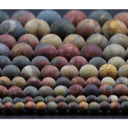 Precious 4-10mm natural stone beads dull polish matte picasso stone round loose beads for jewelry making 15inches
