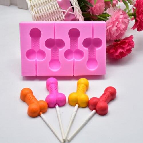 Penis Shape Lollipop Silicone Mold for Chocolate Jelly Fondant Cake Mould For Jewelry Kids Toys Key Chain Fondant Mould