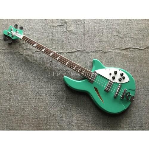 Shelly new store factory custom 4 strings green RK 305 shark inlays hollow body 22 frets Jazz electric bass guitar