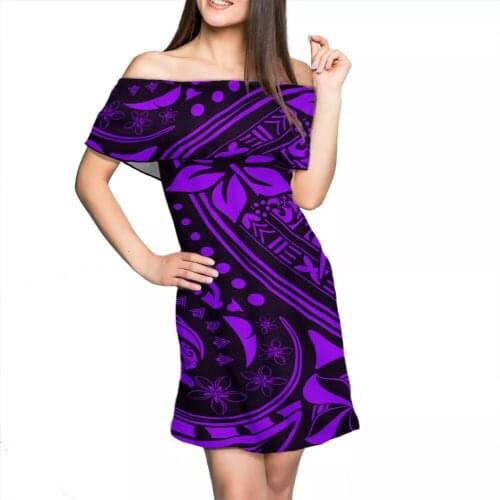 HYCOOL Hawaii Casual Off Shoulder Beach Purple Dress Women Sleeveless Off Shoulder Sexy Summer Dress 2021 Vestido Club Robe