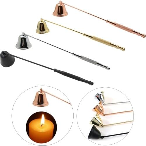 Stainless Steel Candle Snuffer Tool Long Handle Bell Extinguisher Silver