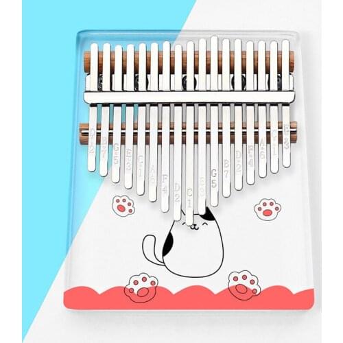 Acrylic 17-Key Crystal Body Kalimba,Clear Musical Instrument Transparent Painted Best Gifts for Kids Beginner with Tuning Hammer