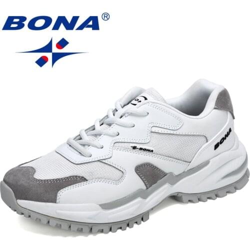 BONA 2021 new Designers Action Leather Men Running Shoes High Quality Platform Chunky Sport Shoes Man Outdoors Walking Shoes