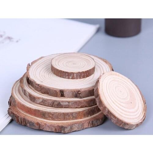 10pcs Natural Pine Round Unfinished Wood Slices Wooden Circles With Tree Bark Log Discs DIY Crafts Wedding Party Painting Decor