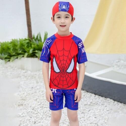 Baby Boy Swimsuit Summer Kids Swimwear 3pcs Swimming Hat Toddler Bathing Suit Cartoon Short Sleeve Beachwear Children Swimsuit