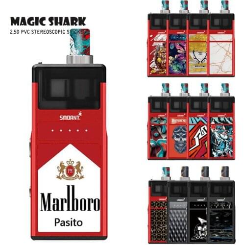 Magic Shark 2.5D Matte Stereo Skull Zombie Butterfly Weave Flower Sticker Cover Film Skin Case for Smoant Pasito