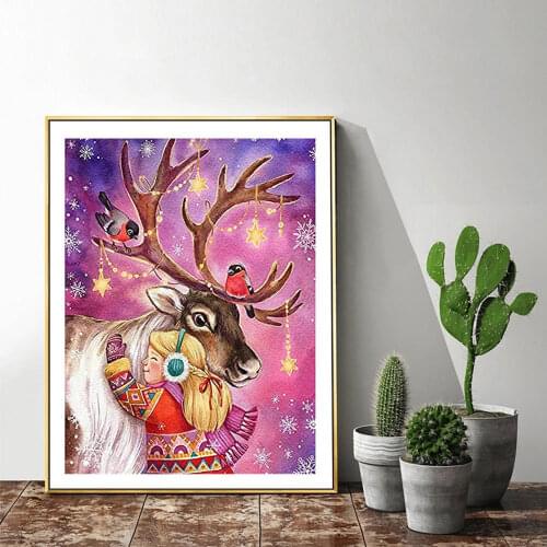 5D Diamond Painting Kits Deer Animal Mosaic Picture Poured Glue DIY Embroidery Full Drill Art Craft Gift Home Decor