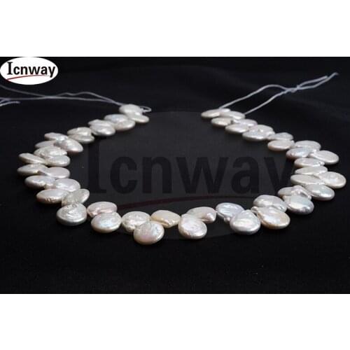 Natural white button Freshwater Pearl 12mm For Jewelry Making 15inches DIY necklace bracelet earring FreeShipping Wholesale