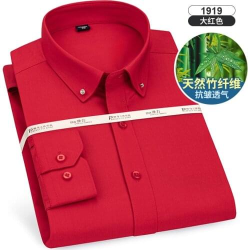 2021 New Men Shirt Long Sleeve High Quality Diamond Collar Button Slim-Fit Cloth Business Casual Wedding Solid DA480