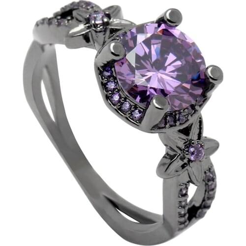 Hainon New Hot White Red Cubic Zirxon Star Wedding Ring for Lady Gift Fashion Black Gold Color Rings Jewelry