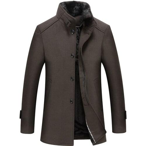 Middle age and old age New Winter Keep warm Coat Men Leisure Woolen Coats Mens Color Fashion Jackets / Casual Men Overcoat