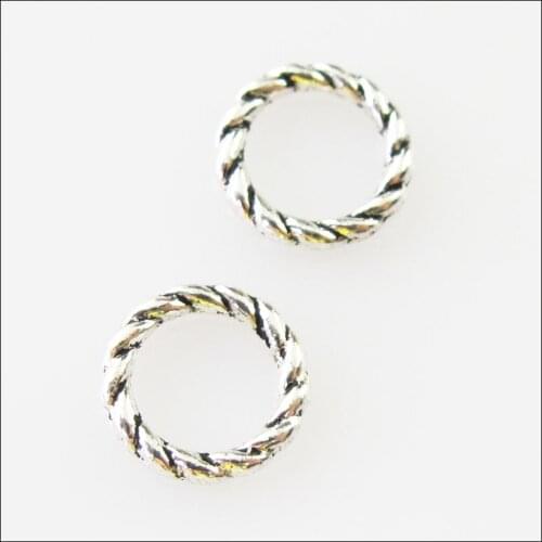 New 180Pcs Tibetan Silver Color Round Circle Spacer Beads Charms 8mm