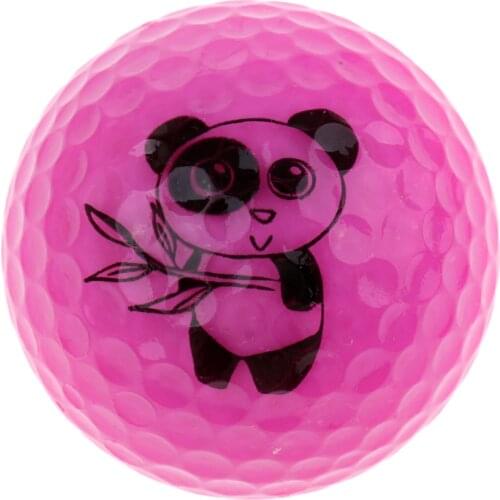 Durable Synthetic Rubber Golf Practice Ball with Lovely Panda Pattern, Indoor Outdoor Golf Training Aid Balls, Bright Colors