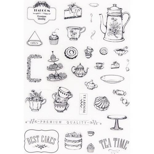 15x21cm Tea Cake Transparent Clear Stamps Silicone Seals Roller Stamp DIY Scrapbooking Christmas Halloween Wedding Cards