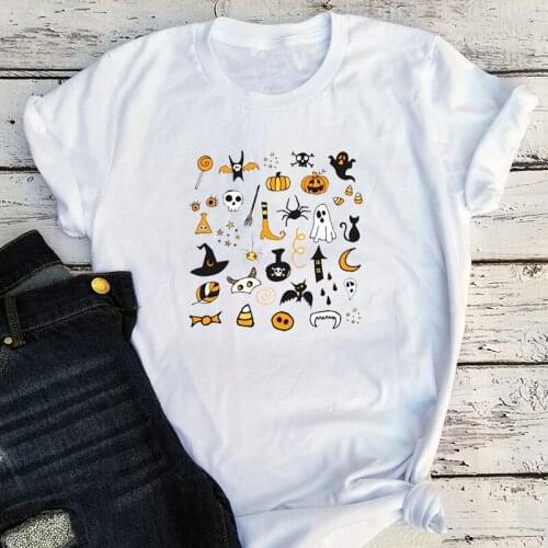 Halloween Shirt Vintage Women Clothes Trick or Treat Graphic Tees Gothic Fashion Girls Boys Halloween Harajuku Shirt Gothic