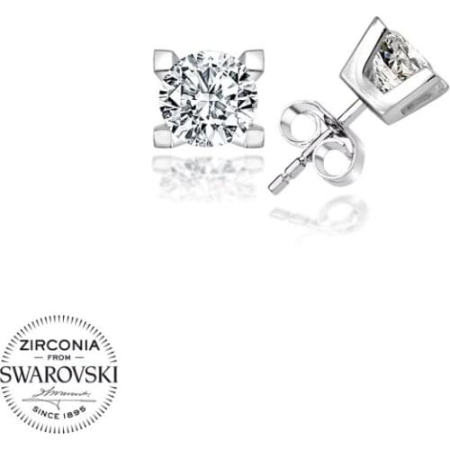 Silver 925 Sterling Swarovski Zirconia Cubic Zirconia Solitaire Earrings