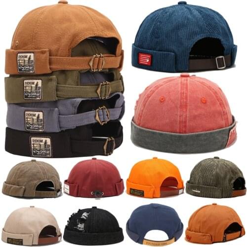 Brimless Hat Skullcap Retro Sailor Cap Women Warm Dad Bucket Caps Fisherman Beanies Hats For Man New Style Melon Hat Autumn
