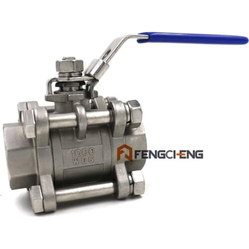 S/S 316 3-piece Ball Valve - 3/4"NPT, Full Port, w/Blue Vinyl Handle, Brewer Hardware, Wholesale and Retail