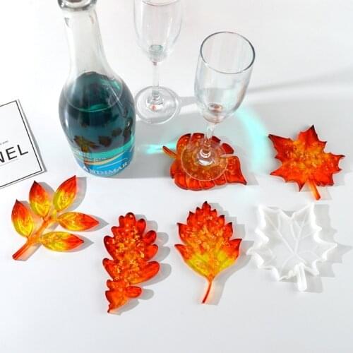 Leaves Coaster Silicone Resin Mold Tropical Maple Leaf Resin Casting Mold for Casting with Resin Concrete DIY Art Crafts