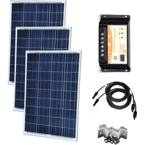 Solar Panel 12v 100w Polycrystalline 3 Pc Solar Battery Charger Solar Kit 300w Solar PWM Controller 12v/24v 30A Caravan Car Camp