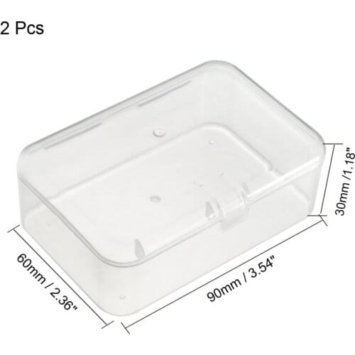 Uxcell 2pcs/lot Single Buckles Clear White Plastic Component Storage Box Electronic Component Containers Tool Boxes 90x60x30mm
