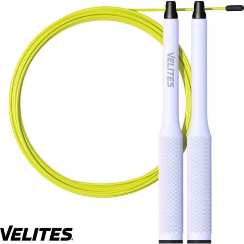 Velites twisted jump rope for Crossfit, boxing and Fitness Fire 2.0. Ideal for double jumps | Aluminum (Silver/yellow)