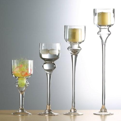 Tall transparent glass candlestick Nordic wedding candlestick goblet Candle Holders hotel model room wedding decoration