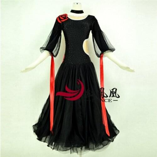 Women Standard Ballroom Dresses Girls Long Sleeve Lycra Stretchy Dancing Costume Adult Waltz Ballroom Competition Dance Dress