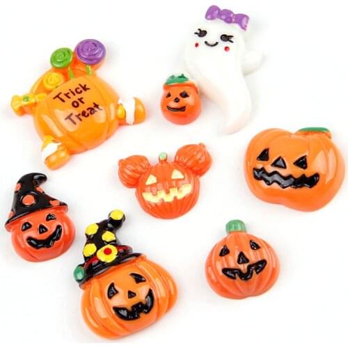 10PC Mix Halloween Pumpkin Cloud Resin Flatback Cabochon Kawaii DIY Resin Craft Decoration Miniature Resin Halloween For DIY