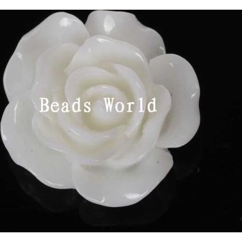 100 Pcs White Rose Flower Resin Flatback Cabochon Scrapbook Decoration 15mm Dia(W05998 X 1)