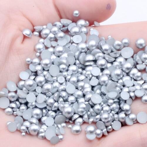 1000/500pcs 2-5mm and Mixed Size Matte AB Glue on ABS Imitation Half Round Pearls Resin Flatback Beads For Jewelry Making