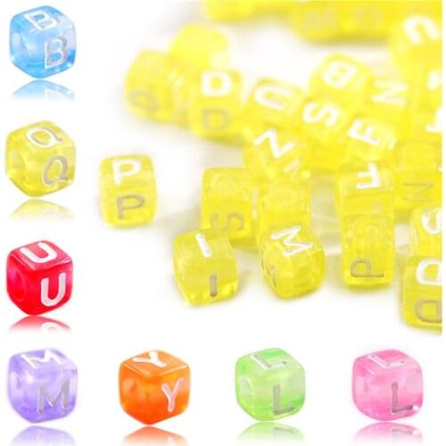 200PCS 6mm Mix Letter Beads Square Cube Alphabet Beads Acrylic loose Beads For Jewelry Making Handmade Diy Bracelet Necklace