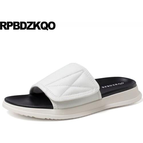 Size 45 genuine leather soft men gladiator sandals summer 13 large slip on slides 46 slippers 47 nice native flip flop shoes