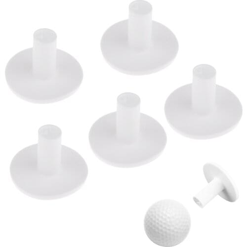 5Pcs/Pack Rubber Golf Tees Holder Golf Tee Driving Range Practice Mat 35mm Durable Golfer Accessories Training Tool - White