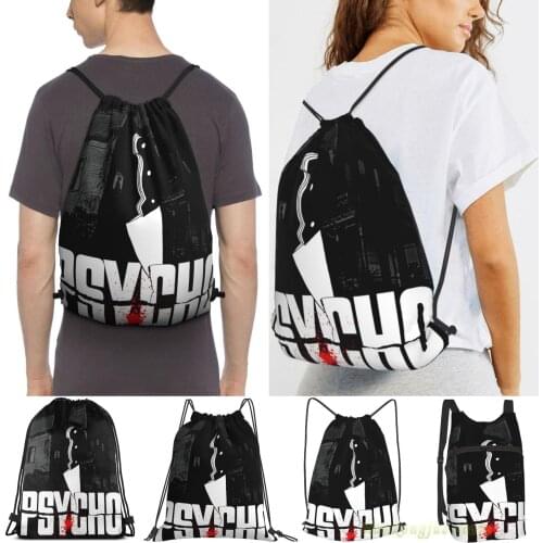 Alfred Hitchcock-Master Of Suspense-Psycho Men Outdoor Travel Gym Bag Waterproof Drawstring Backpack Women Fitness Sackpack Bag