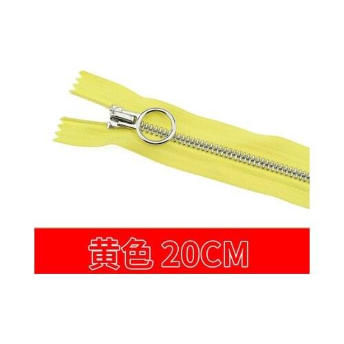Free shipping 10pcs/lot 20cm yellow zipper 5# Metal zipper Round zipper head clothing trousers zipper accessories