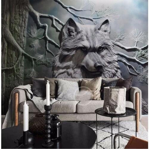 Large Murals Animal Wolf Forest Wallpaper Murals 3d Wall Photo Mural for Living Room Backdrop 3d Wolf Wall Murals 3D Wall paper