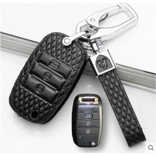 Car Key wallet car leather key cover leather key cases for 2016 Kia Optima 3 Buttons Protect shell