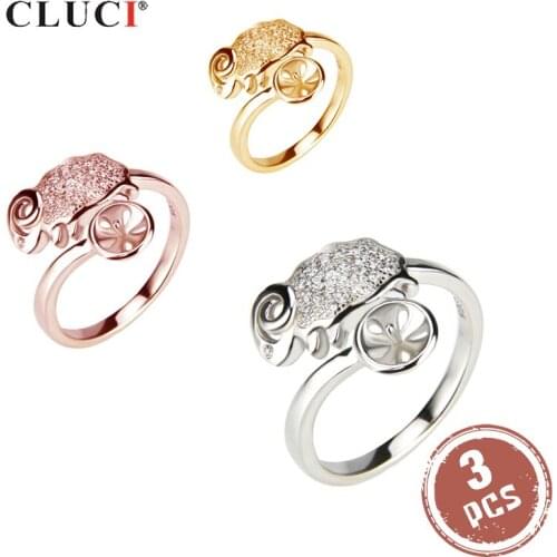 CLUCI 3pcs Cute Zircon Sheep Ring Jewelry for Women Gift Adjustable Rose Gold Ring SR2060SB