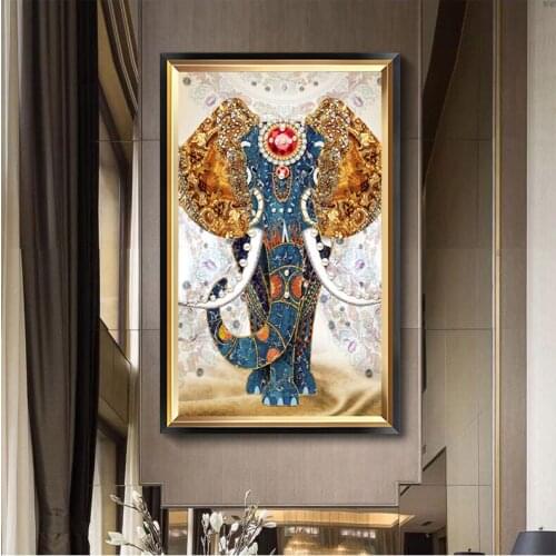 EECAMAIL European-style Diamond Painting Full Of Diamonds Embroidered Elephant Diamond Cross Stitch Porch Vertical Version Home