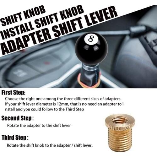 Car Modified Gear Shift Head Round Manual Gear Lever Black Manual Shift Lever Black Billiard Shift Head With 3 Adapters