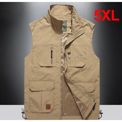 Cargo Vests Spring Autumn Photography Hunting Travel Vest Fashion Tactics Vest Outdoor Sleeveless Jacket Plus Size 5XL HA063